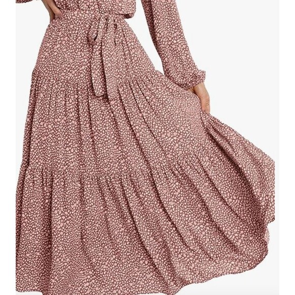 NWT Pretty Garden Dress Sz L Mauve Long Sleeve Floral Boho Maxi Poetic Romantic - Picture 2 of 13